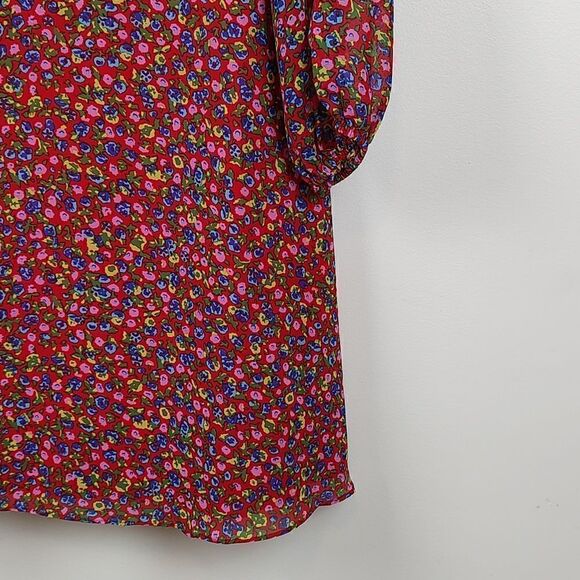 Boden Red Floral Imogen Georgette Long Sleeve Dress Size 10P - Picture 4 of 13